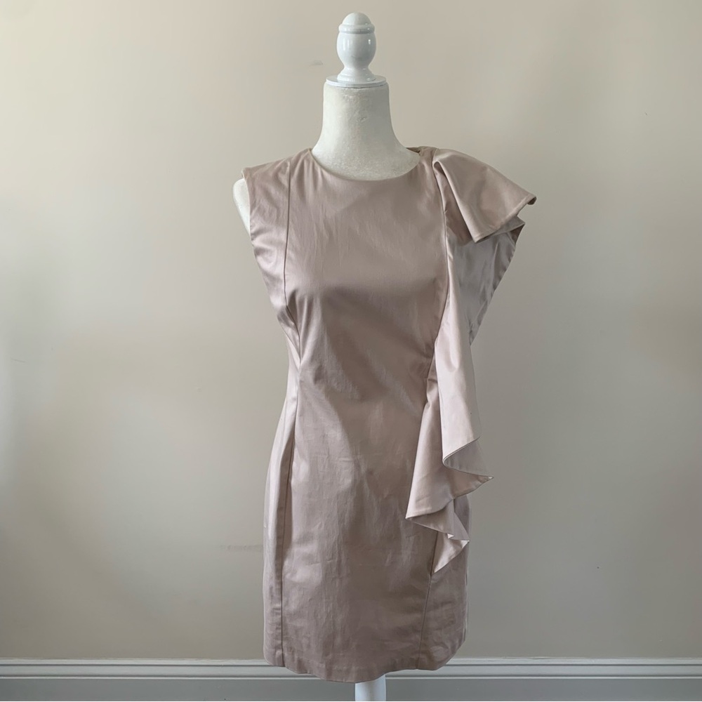 French Connection Ivory Asymmetrical Ruffled Cocktail Dress - Size 10